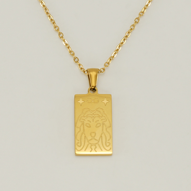 Gold / 1 Piece Classic Series Retro Lion Stainless Steel 18K Gold Plated Unisex Pendant Necklaces Picture2